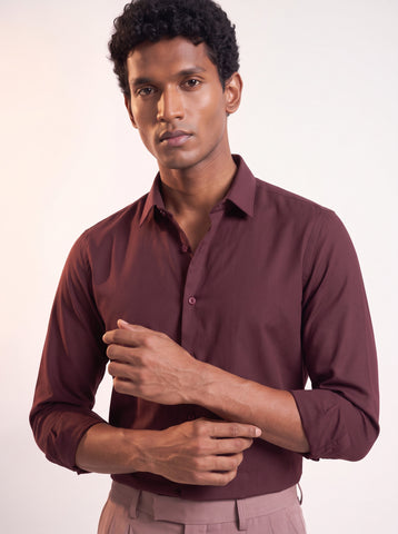 Solid Airy Non-Iron Burgundy Shirt