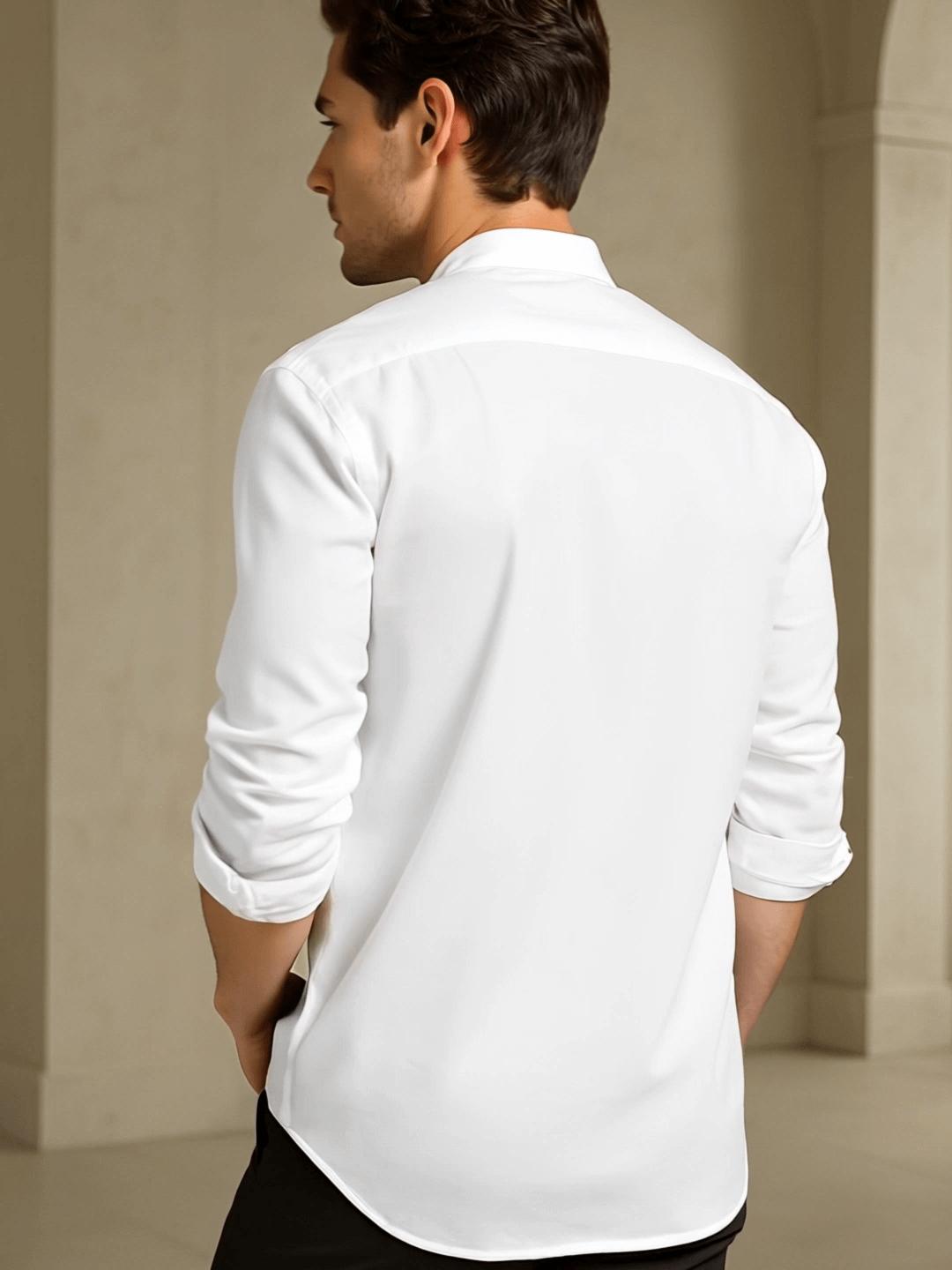 White Solid Daily Designer Kurta For Men by HE SPOKE