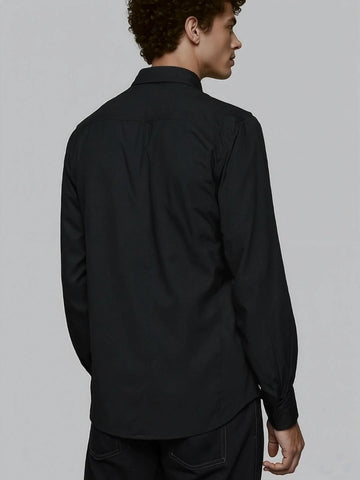 Black Solid Casual Designer Shirt For Men by HE SPOKE