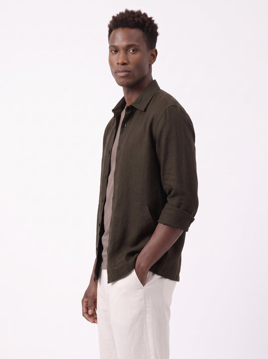 Solid Airy Linen Coffee Shacket