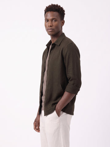 Solid Airy Linen Coffee Shacket