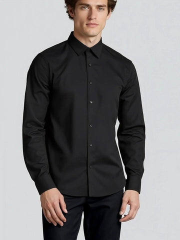 Black Solid Casual Designer Shirt For Men by HE SPOKE