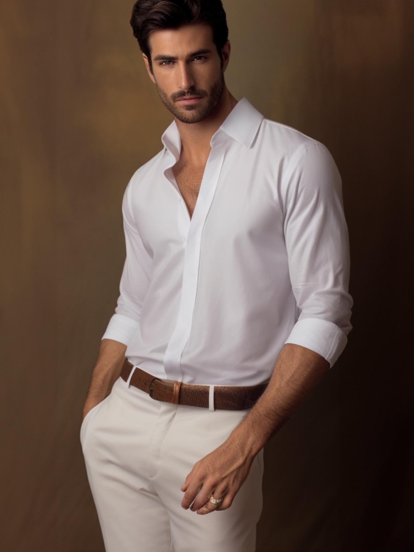 White Solid Formal Designer Shirt For Men by HE SPOKE