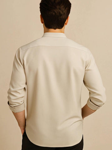 Cream Animal Printed Daily Designer Kurta For Men by HE SPOKE