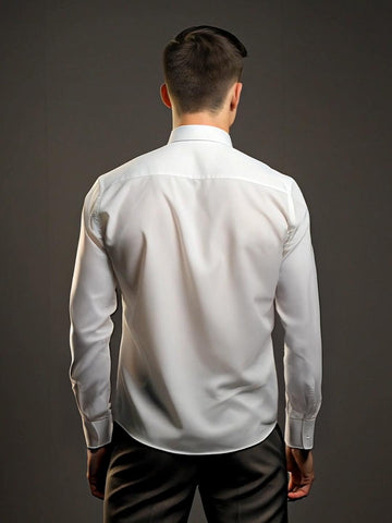 White Geometric Embroidered Party Designer Shirt For Men by HE SPOKE