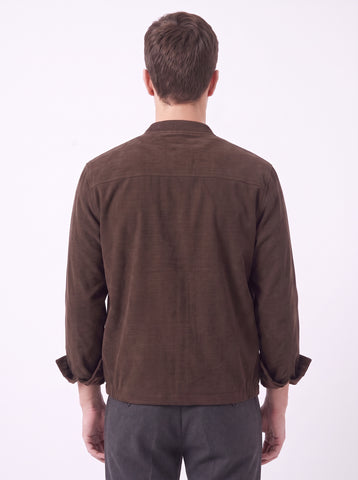 Solid Micro Corduroy Stretch Coffee Shacket