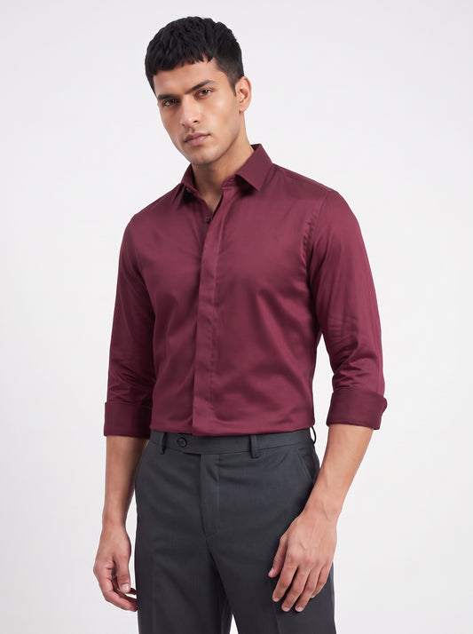Men's Satin 2-Way Stretch Solid Party Shirt