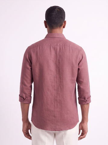 Solid Cotton Linen Look French Onion Shirt