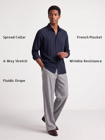 Solid Non-Iron Fluidic Navy Shirt