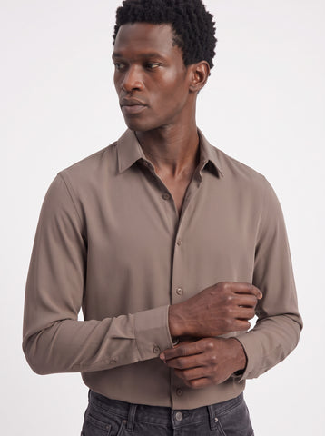 Men's Wrinkle Free 4-Way Stretch Solid Formal Shirt