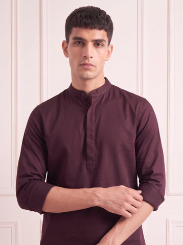 Men's Satin 2-Way Stretch Solid Ethnic Kurta