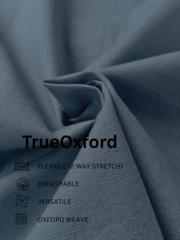 TrueOxford: Oxford Cotton 2-Way Stretch Solid Smart Casual Shirt