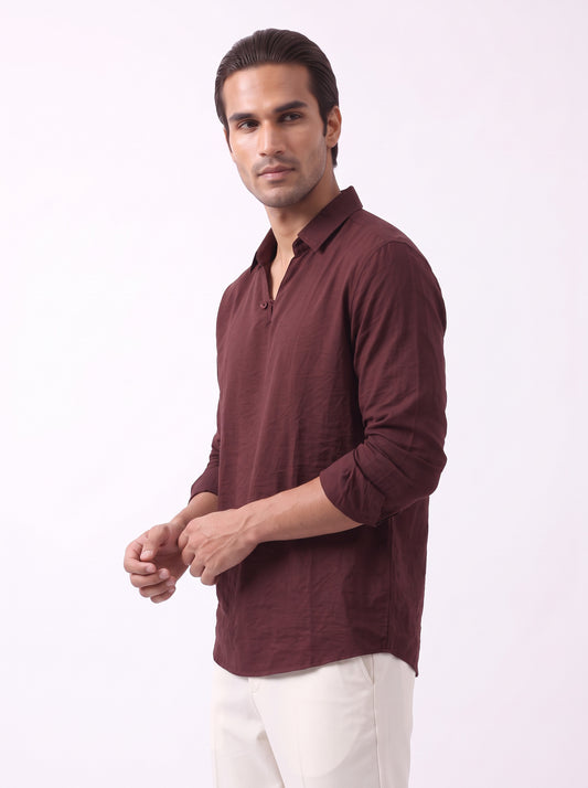 Men's Burgundy Breathable Non-Iron Smart Casual Shirt