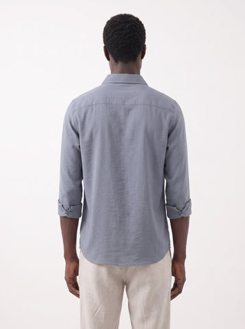 Solid Airy Crinkled Blue Shirt