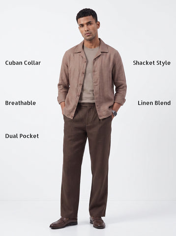 Solid Airy Linen Taupe Shacket