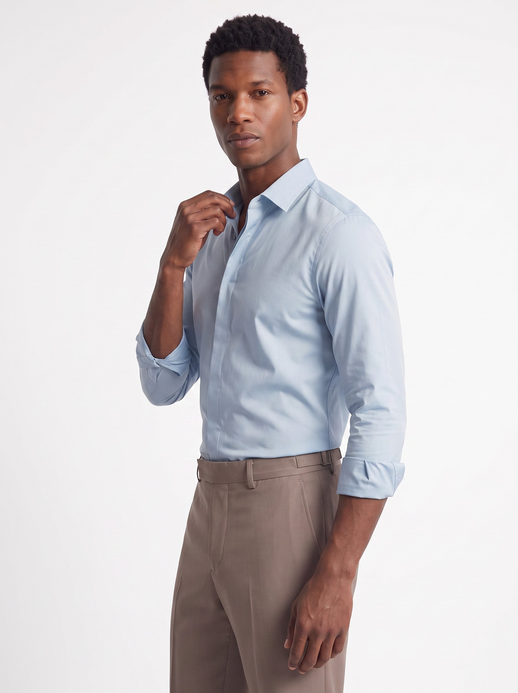 Blue Solid Formal Designer Shirt For Men by HE SPOKE