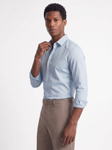 Blue Solid Formal Designer Shirt For Men by HE SPOKE