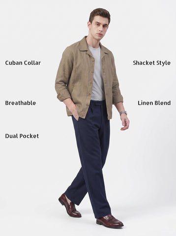 Solid Airy Linen Mud Brown Shacket