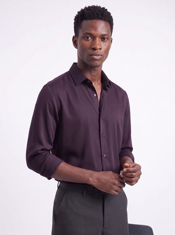 Men's  Wrinkle Free 4-Way Stretch Solid Formal Shirt