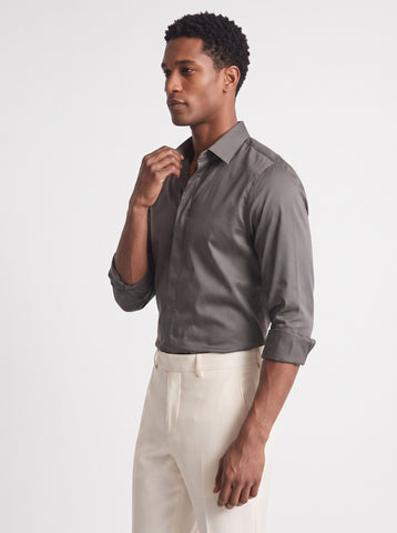 Men's Satin 2-Way Stretch Solid Formal Shirt