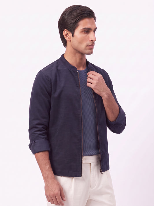 Men's Navy 2-Way Stretch Casual Shacket