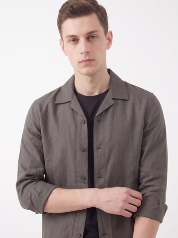 Solid Airy Linen Khaki Shacket