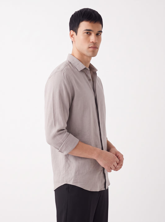 Men's LightGrey Solid Breathable Perfume-Finish Shirt