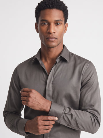Men's Satin 2-Way Stretch Solid Formal Shirt
