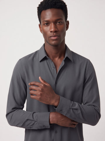Men's  Wrinkle Free 4-Way Stretch Solid Formal Shirt