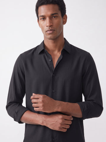 Solid Non-Iron Fluidic Black Shirt