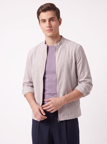 Solid Micro Corduroy Stretch Light Grey Shacket