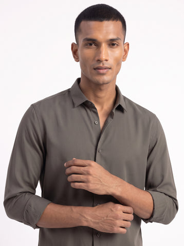 Solid Airy Non-Iron Olive Shirt