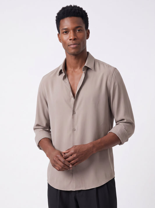 Men's  Wrinkle Free 4-Way Stretch Solid Formal Shirt