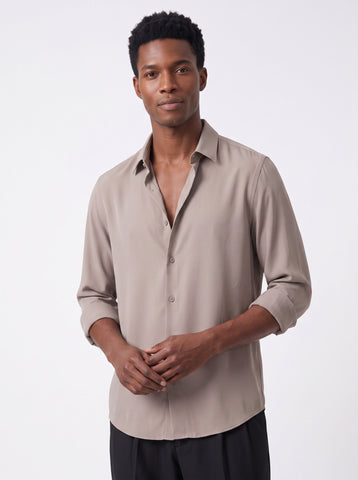 Men's  Wrinkle Free 4-Way Stretch Solid Formal Shirt