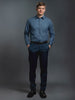 Blue Solid PC Sateen Stretch Formal Shirt