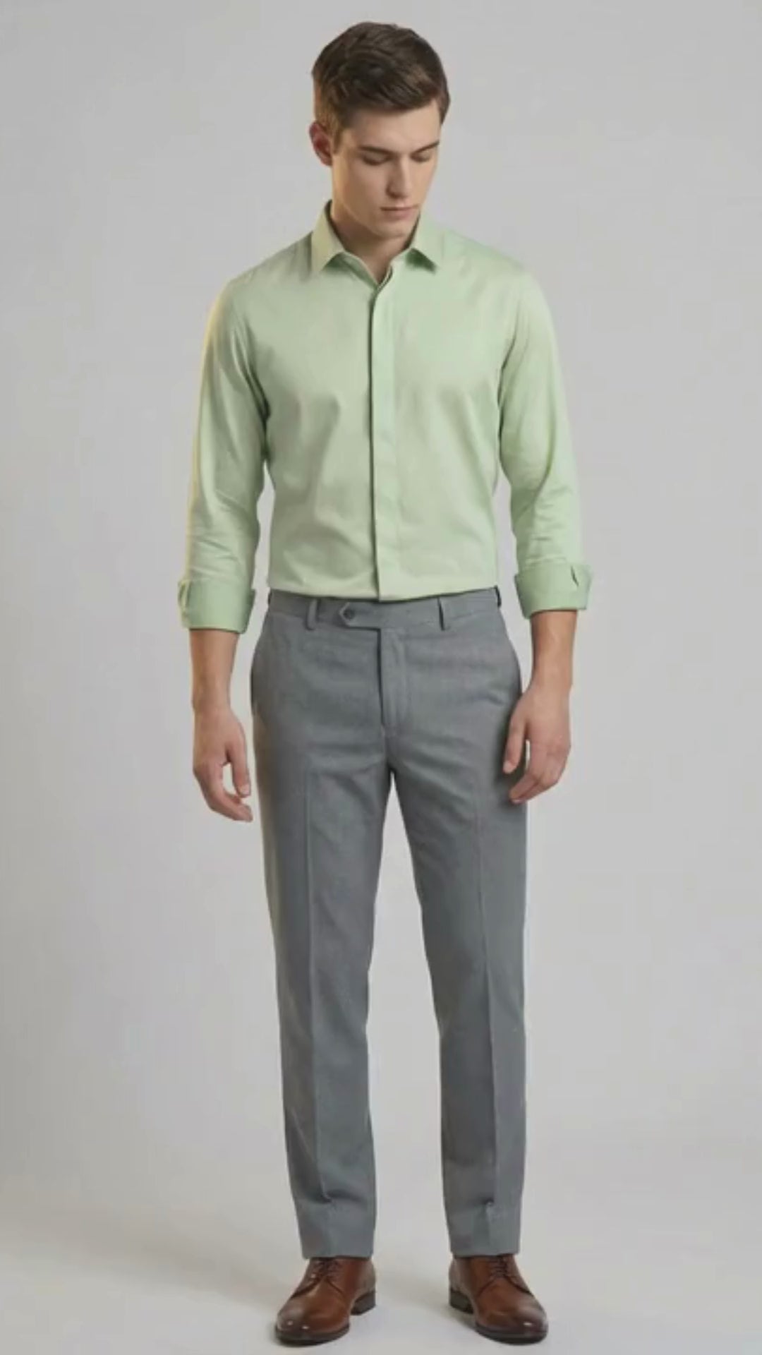 Solid Satin Stretch Pastel Green Shirt