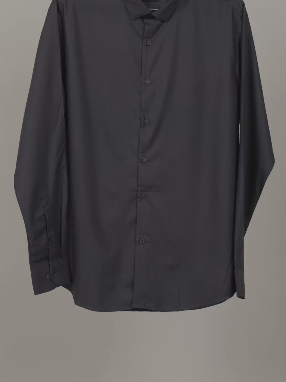 HE SPOKE Men's Dark Grey Solid Regular Fit Shirt