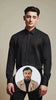 Black Geometric Embroidered PC Sateen Stretch Party Shirt