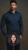 Navy Solid PC Sateen Stretch Formal Shirt
