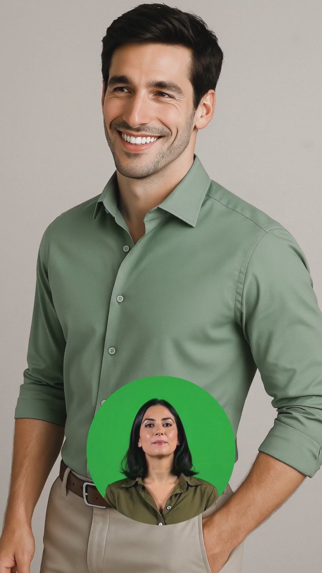 Green Solid Cotton Twill Smart Casual Shirt