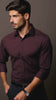 Burgundy Solid PC Sateen Stretch Formal Shirt