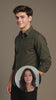 Olive Solid Cotton Twill Smart Casual Shirt