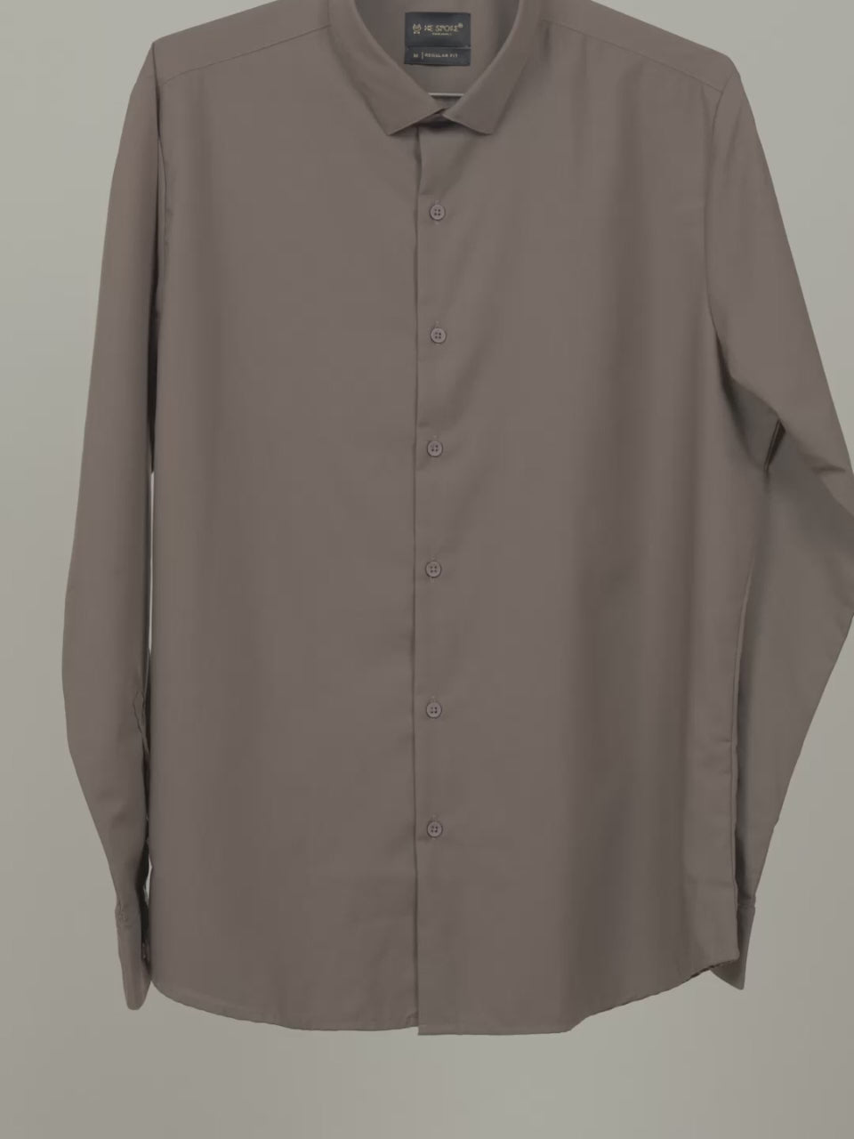 HE SPOKE Men's Mud Brown Solid Regular Fit Shirt