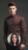 Burgundy Geometric Embroidered PC Sateen Stretch Party Shirt