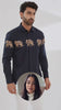 Navy Printed PC Sateen Stretch Party Shirt
