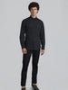 Black Solid Cotton Twill Smart Casual Shirt