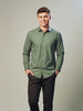 Green Solid Cotton Twill Smart Casual Shirt