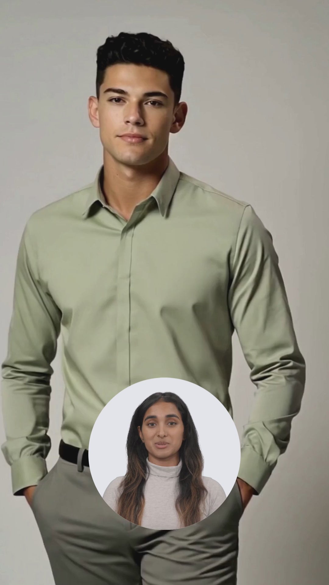 Green Solid PC Sateen Stretch Formal Shirt