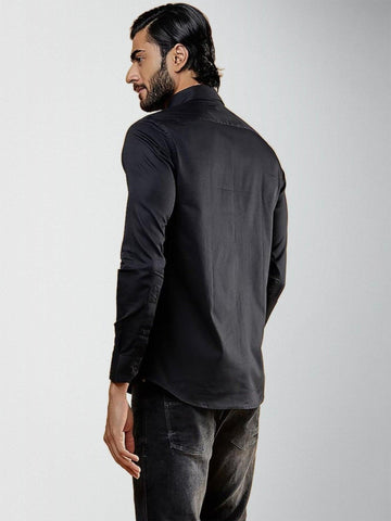 Printed Party Wear Black Shirt - HE SPOKE - For Men
