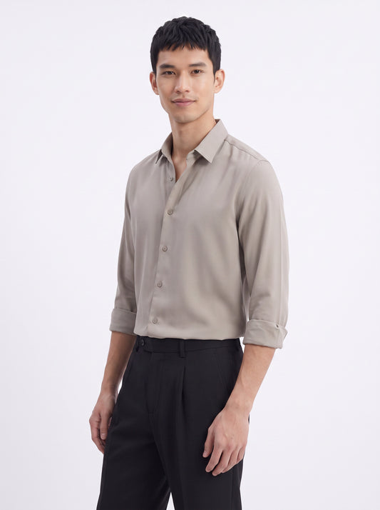 Men's  Wrinkle Free 4-Way Stretch Solid Formal Shirt